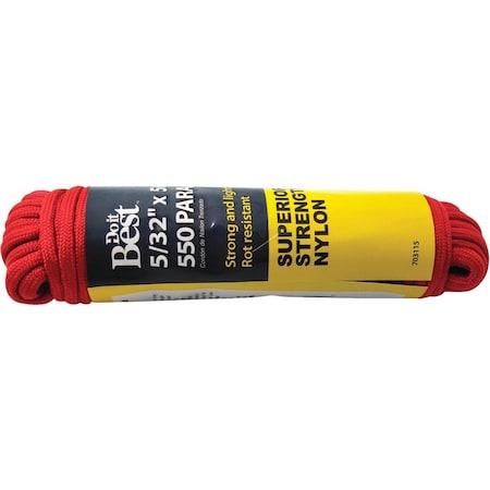All-Source 550 5/32 In. x 50 Ft. Red Nylon Paracord 703115